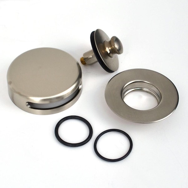 Watco QuickTrim Lift-Turn Bath Stopper w-Innovator Overflow and 2 O-Rings Trim Kit, Brushed Nickel 959290-BN - main